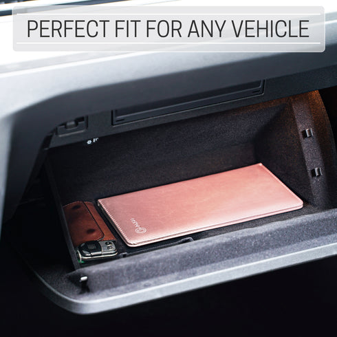 CANOPUS Big Rose Gold Car Registration and Insurance Holder, PU Leather Card Holder, Vehicle Glove Box Organizer for Auto, SUV, Truck